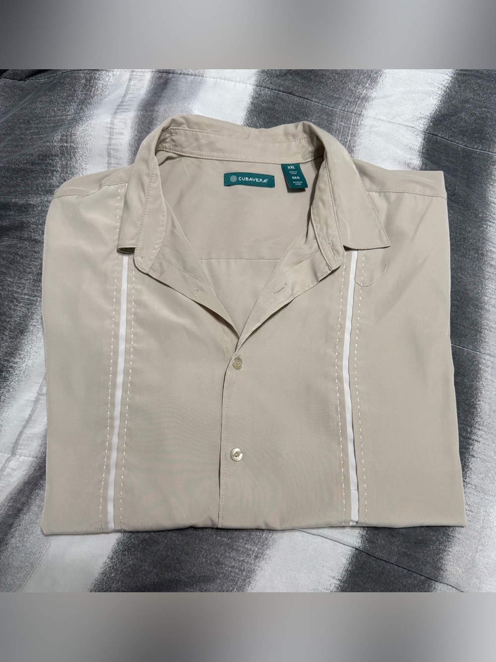 Cubavera Men's Short Sleeve Button-Up Shirt Beige XXL